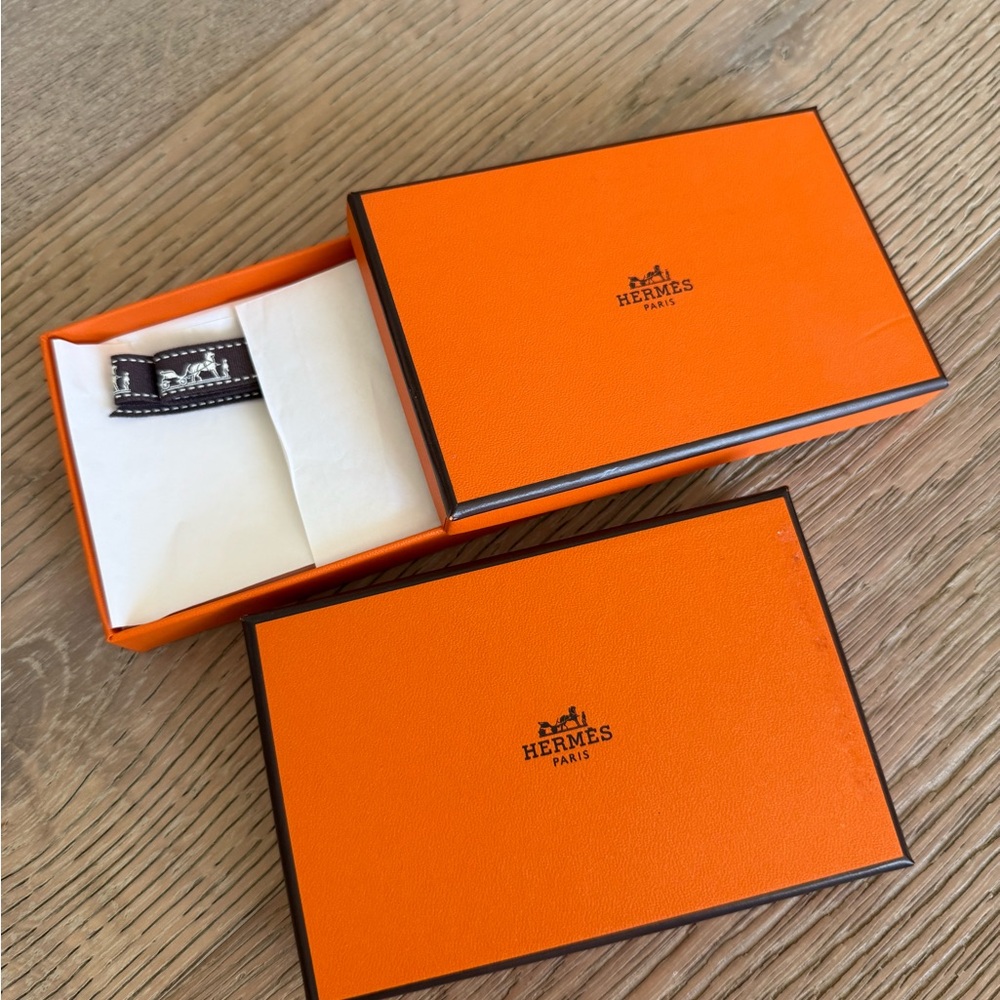 Hermes Orange box for wallets with Ribbon